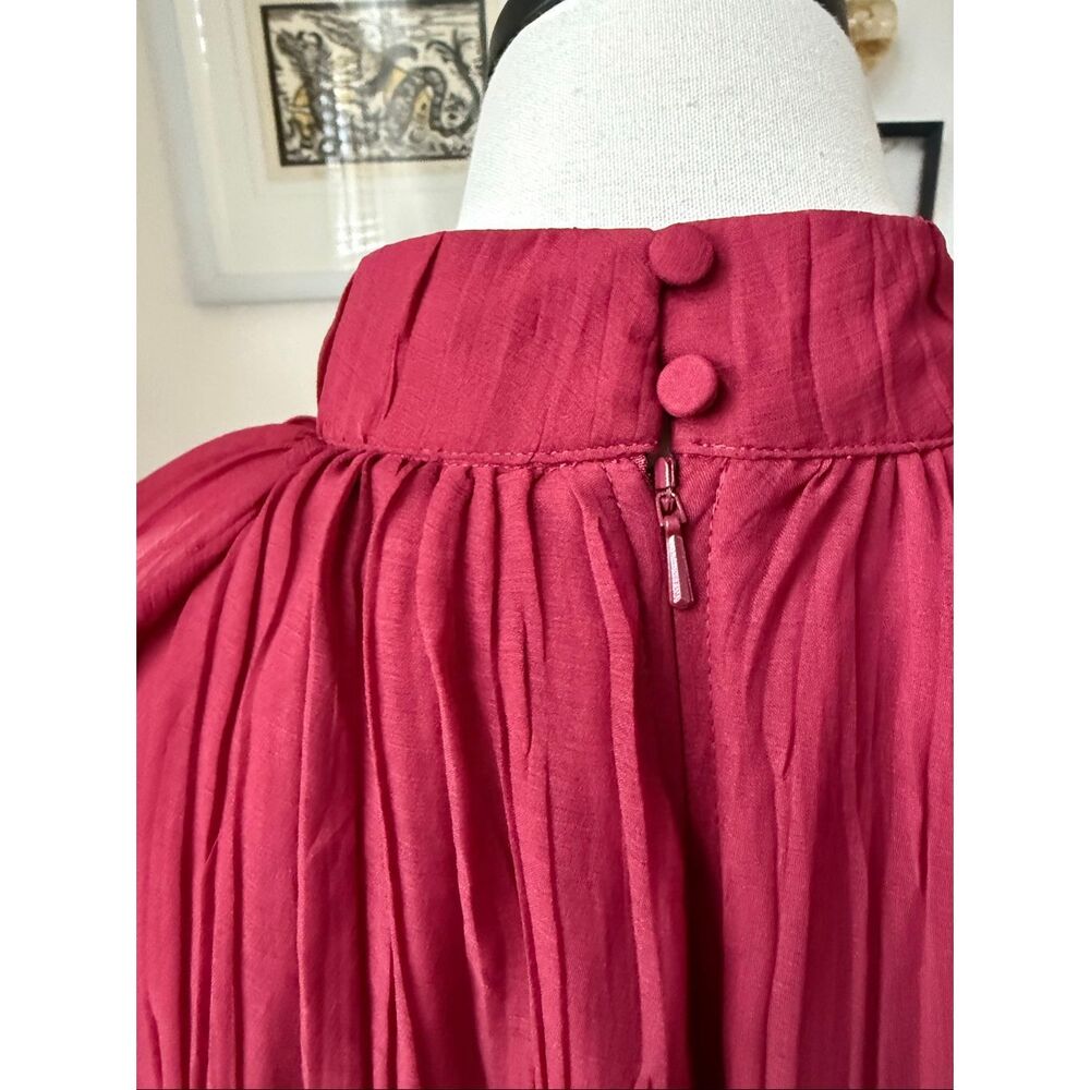 NWOT ASOS Design High Neck Crinkle Maxi Dress Blouson Sleeve 12 - Picture 7 of 9